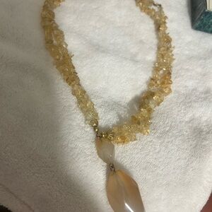 Elegant Gold Necklace with Gemstone Accents GENUINE CITRINE STONE